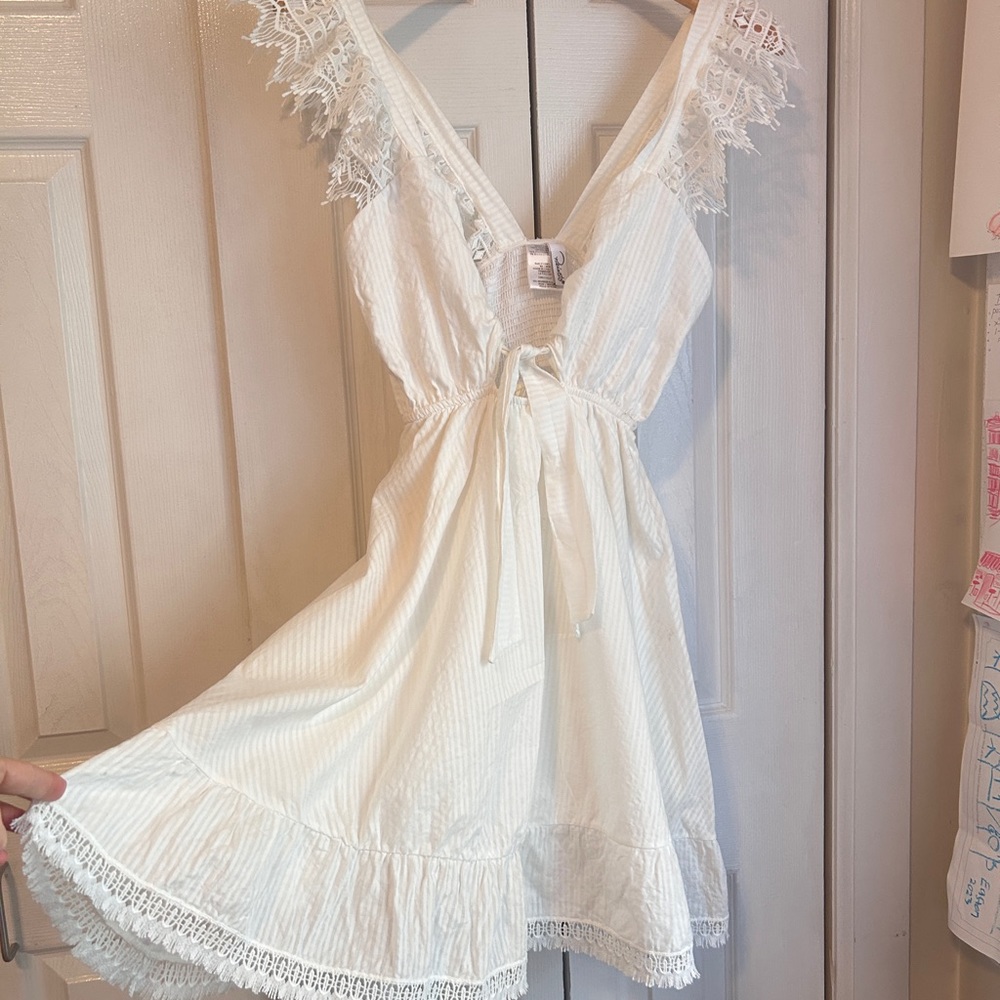 Peixoto
Farrah  White Lace Trim Mini Dress